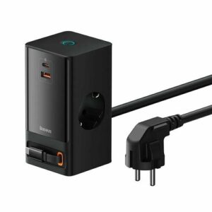 Сетевое зарядное устройство-удлинитель Baseus Power Combo Tower PowerStrip 2AC+1U+1C+Retractable-C 65W