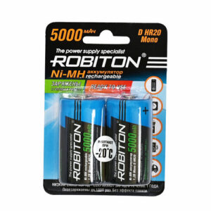 Аккумулятор Ni-Mh 5000 мА·ч 1.2 В ROBITON D HR20 Mono 5000, в упаковке: 2 шт.
