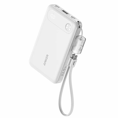 ANKER A1257 10000 mAh 22.5W дополнительный аккумулятор с кабелем USB-C белый (A1257P21)