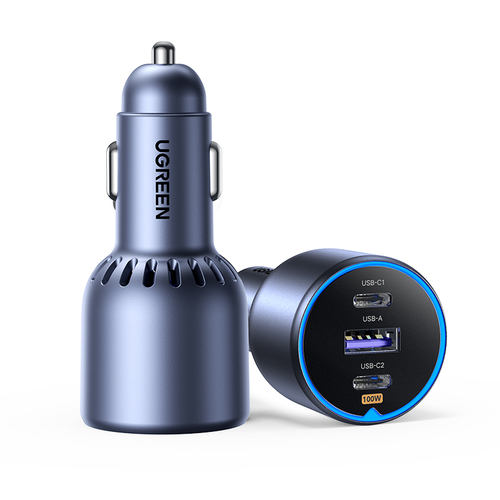Автомобильное зарядное устройство UGREEN EC705 (55511) 130W 3-Port 2*USB-C PD+USB-A Fast Car Charger с кабелем. Цвет: черный