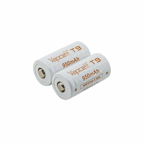 Аккумулятор Vapcell INR16340 T9 950мАч 3А выпуклый плюс, 2 шт.