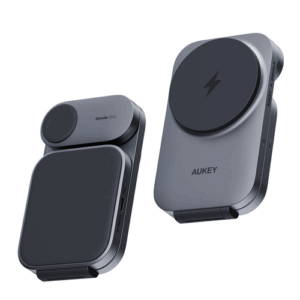 Беспроводное зарядное устройство Aukey MC312 3 in 1 Travel Qi2 MagFusion Серый Type-C (RU)
