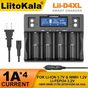 Зарядное устройство LiitoKala Lii-D4XL 21700 18650 3,7 В литий-ионный 3,2 В NiMH/Cd 26650 26700 32700 D AAA AA AA 9 В, 4pcs(Lii-D4XL)