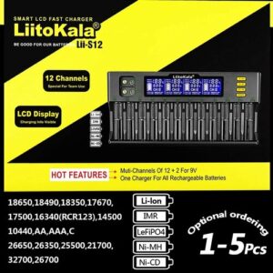 LiitoKala Lii-S12 12-слотовое зарядное устройство для аккумуляторов, Lii-S12andcar