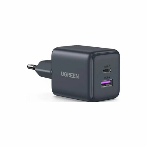 Сетевое зарядное устройство Ugreen X516 30W USB-C + USB-A GaN Fast Charger серый (55539)