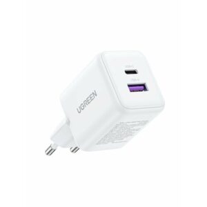 Сетевое зарядное устройство UGREEN X516 (65015) 30W 2-Port USB-C&USB-A GaN Fast Charger EU. Цвет: белый