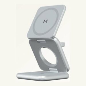 Беспроводное зарядное устройство Magssory WCH063s Fold Pro 3 в 1, с магнитами, совместимое с Qi2, серебро