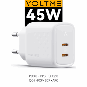 Зарядное устройство VOLTME Revo 45 Duo CC GaN, 45W, блок питания USB Type C, быстрая зарядка для телефона iPhone Samsung, адаптер белый Online Box
