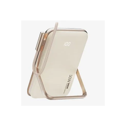 ROCK Внешний аккумулятор P30 Pro 30W Magnetic Holder Wireless Power Bank with Cable 10000mAh, 10000 мАч, бежевый