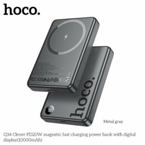 Портативный аккумулятор Hoco Q34, 10000 мАч, быстрая зарядка, серый, magsafe