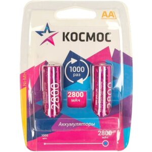 Аккумулятор Ni-Mh 2800 мА·ч 1.2 В КОСМОС R6 2800, в упаковке: 2 шт.