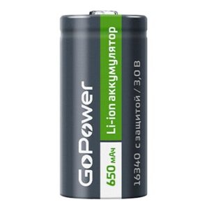 Аккумулятор Li-ion GoPower 16340 PK1 3V 650mAh с защитой
