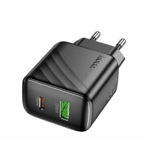 Зарядное устройство HOCO CS25A с USB Type-C и поддержкой быстрой зарядки, 20 Вт+18 Вт, черное