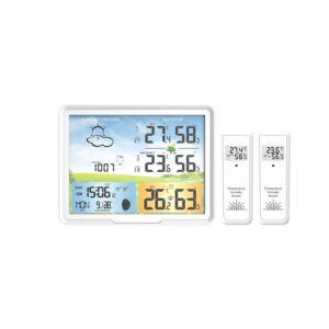 Метеостанция FABISENSE, Беспроводные цифровые часы с термометром, гигрометром, прогнозом, календарями, лунной фазой, будильником PT20B