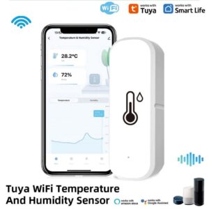 Wi-Fi Умный Датчик Температуры И Влажности Приложение С Питанием От Батареи Мониторинг Домашней Безопасности Работает С Alexa...