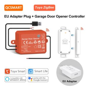 Беспроводной водонепроницаемый датчик открывания Гаражных дверей QCSMART ZigBee, контроллер для умного дома, работает с Google Assistant Alexa