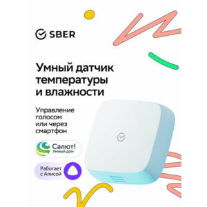 Умный датчик температуры и влажности Sber SBDV-00079, Zigbee 3.0, Совместим с Салют и Яндекс Алисой, Белый