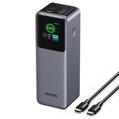 Внешний аккумулятор Ugreen PB721 (35524) PD 20000mAh,130W 2хType-C +1хUSB, серый/ повербанк