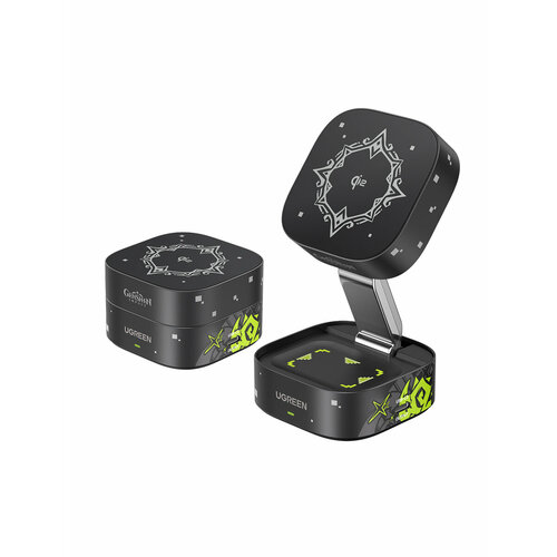 UGREEN MagFlow беспроводное зарядное устройство версия Genshin Impact 2-in-1 Qi2 15W- Black