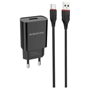 Сетевое зарядное устройство Borofone BA20A Sharp + кабель USB Type-C, Global, black