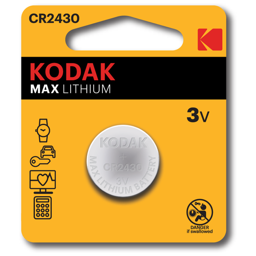 Батарейка Kodak Max Lithium CR2430, в упаковке: 1 шт.