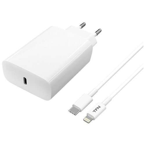 Cетевое зарядное устройство TFN Type-C PD 20W+кабель Lightning white
