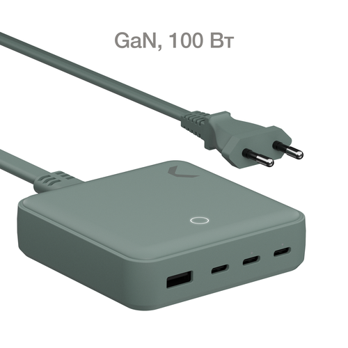 Быстрое зарядное устройство COMMO 100W Station Charger 3xUSB-C + 1xUSB-A, 100 Вт, Commo Gray