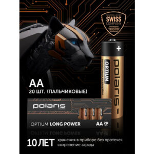Батарейки щелочные (пальчиковые) Polaris PB АА (20шт) OPTIUM, 1.5 В, 2700 mAh