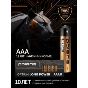 Батарейки щелочные (мизинчиковые) Polaris PB ААA (12шт) OPTIUM, 1.5 В, 1200 mAh