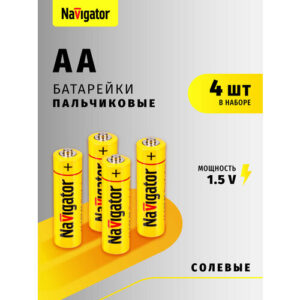 Батарейки солевые Navigator AA 94 759 NBT-NS-R6-SH4, 15 упаковок в пленке по 4 шт.