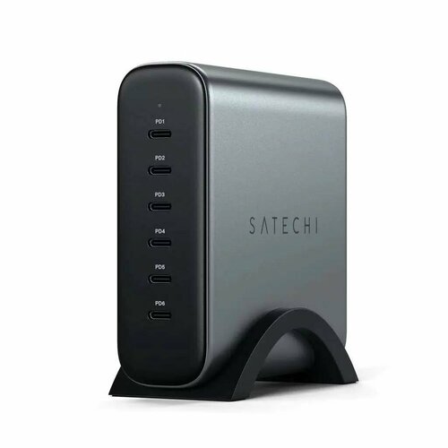 Зарядное устройство Satechi 200W USB-C 6-Port PD GaN Charger EU. Цвет: серый космос.