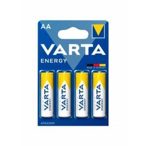 Батарейки алкалиновые "пальчиковые" комплект 4 шт, VARTA ENERGY, АА (LR6, 24А), блистер, 4106229414