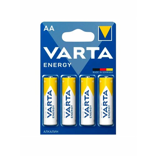 Батарейки алкалиновые "пальчиковые" комплект 4 шт, VARTA ENERGY, АА (LR6, 24А), блистер, 4106229414