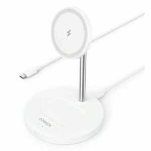 Магнитное беспроводное зарядное устройство ANKER PowerWave Magnetic 2 in 1 Stand Lite - White