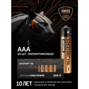Батарейки щелочные (мизинчиковые) Polaris PB ААA (20шт) OPTIUM 1.5 В, 1200 mAh