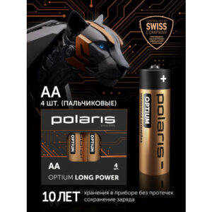 Батарейки щелочные (пальчиковые) Polaris PB АА (4шт) OPTIUM, 1.5 В, 2700 mAh