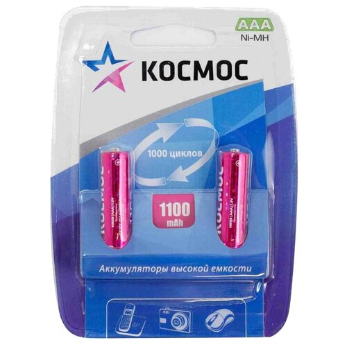 Аккумулятор Ni-Mh 1100 мА·ч 1.2 В КОСМОС R03NIMH 1100MAH, 2 шт.